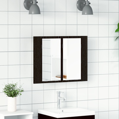 vidaXL Шкаф с огледало за баня с рафт Черния дъб 60 x 12 x 45 см (862550)