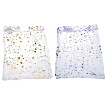 Sáček ORGANZA Hvězdy 20x30 cm Vánoce