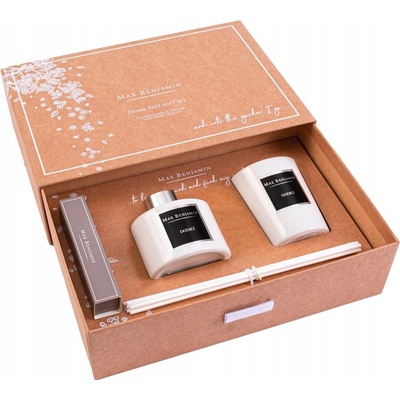 Max Benjamin Home Edit Gift dárková sada DODICI přírodní svíčka 125 g + esenciální olej 100 ml + stébla