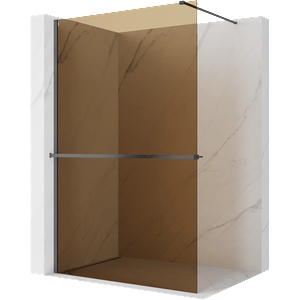 Mexen Kioto+ душ преграда с рафт Walk-in 90 x 200 см, бронз 8 мм, четка пистолетна (800-090-121-66-32)