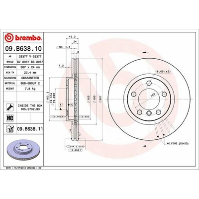 BREMBO brzdový kotúč 09.B638.11, sada 2 ks