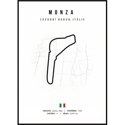 Jen tak z lásky Plakát Závodní okruhy Rozměr plakátu: 30 x 40 cm, Závodní okruh: Monza, Barevná varianta: Bílá