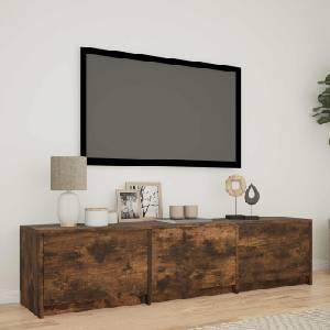 vidaXL TV шкаф с LED 165 x 34 x 40 см Опушен дъб (3418715)