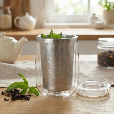 Hrnek na čaj s infuzérem FUSION GLASS AdHoc 400 ml