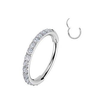 Šperky4U Ocelový piercing segment kruh se zirkony SG120-10