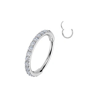 Šperky4U Ocelový piercing segment kruh se zirkony SG120-10