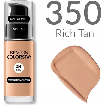 Revlon Cosmetics ColorStay dlhotrvajúci zmatňujúci make-up pre mastnú a zmiešanú pleť 350 Rich Tan 30 ml