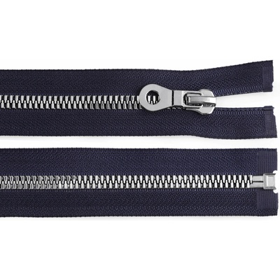 Zip kostěný dělitelný No 5 délka 80 cm - bundový s ozdobným jezdcem barva 330 modrá tmavá