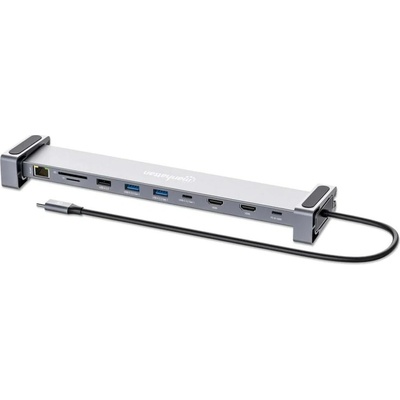 MANHATTAN Dokovací stanice USB-C 10v1, 2xHDMI, USB-C 3.0, USB-C PD 100W, 3xUSB-A 3.0, SD/microSD, RJ45 190398 Manhattan