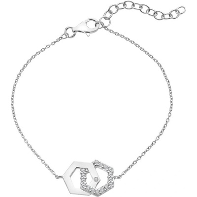 Hot Diamonds Strieborný náramok s diamantom a topazmi Hexagon DL719