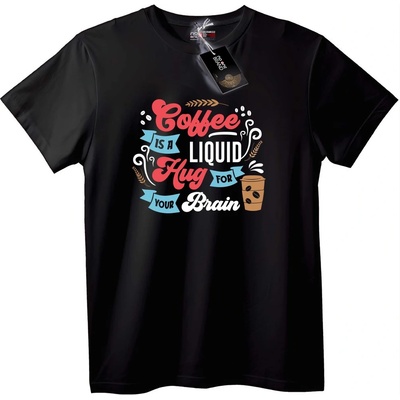 NOONEBRAND Тениска Кафе: Течна прегръдка за мозъка - 7XL, Black
