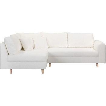 ROPEZ Бял ъглов диван от плат букле (ляв ъгъл) Ariella - Ropez (Ariella Narożnik L - Lewa OT tk. Abriamo 04 nogi natura)