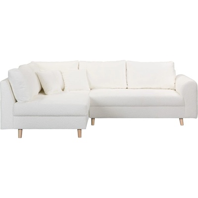 ROPEZ Бял ъглов диван от плат букле (ляв ъгъл) Ariella - Ropez (Ariella Narożnik L - Lewa OT tk. Abriamo 04 nogi natura)