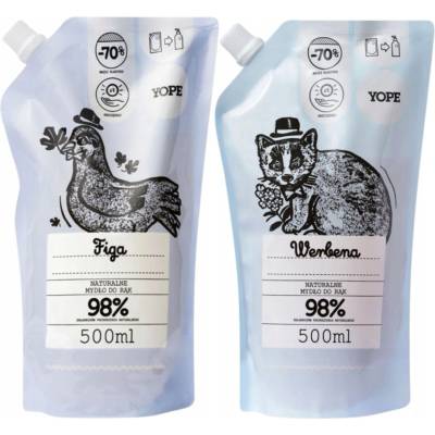 Yope hydratačné prírodné tekuté mydlo náhradná náplň figa & verbena 2 x 500 ml