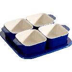 Staub Купички за закуски Staub квадратни с поставка 500 мл сини 5 части (40511-121-0)