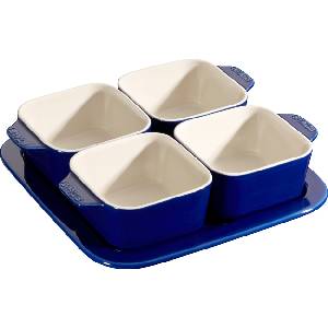 Staub Купички за закуски Staub квадратни с поставка 500 мл сини 5 части (40511-121-0)
