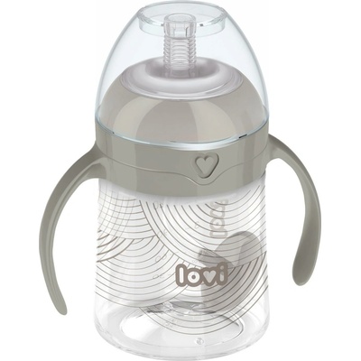 Lovi prvý hrnček so slamkou a závažím harmony 150 ml transparentní