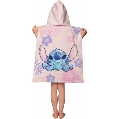Jerry Fabrics plážová osuška pončo Lilo a Stitch Pink 50 x 115 cm
