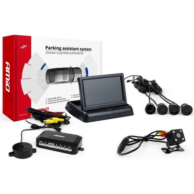 AMiO Sada asistentů parkování 4 senzory černé TFT02 4,3 `s kamerou night vision CAM-315-LED