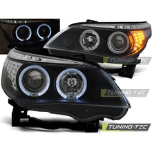 Přední světla BMW E60, E61 04-07 Angel Eyes - černé