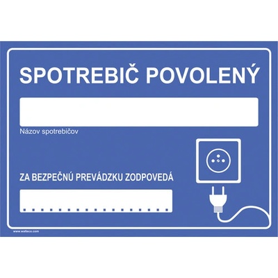 Výstražná tabuľka Spotrebič povolený 148 x 210 mm