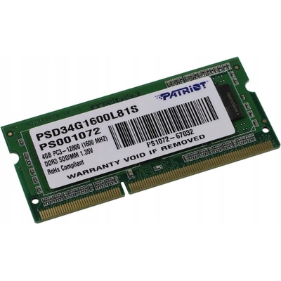 Patriot DDR3 4GB 1600MHz PSD34G1600L81S