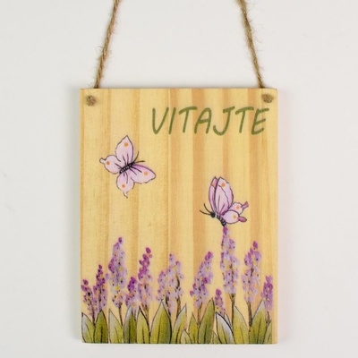 AKCIA! ZÁVES TABUĽKA VITAJTE DREVO 13x10x1CM NATUR