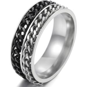 HARAHU Пръстен WA-17063 - Черен / Сребърен / 59mm KP17063