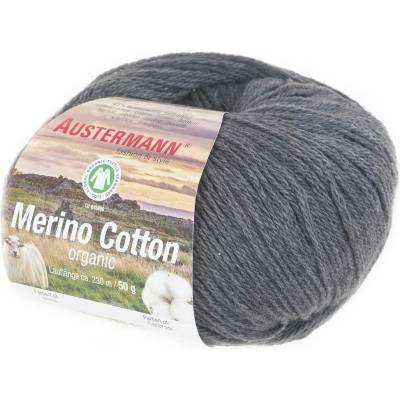 Austermann MERINO COTTON - 55% vlna merino, 45% bavlna - Ručně pletací příze Barva: 18 DUNKELGRAU