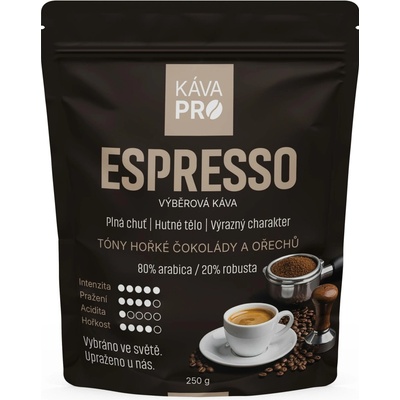 KávaPRO Espresso silná a plná káva na espresso mletí french press 250 g