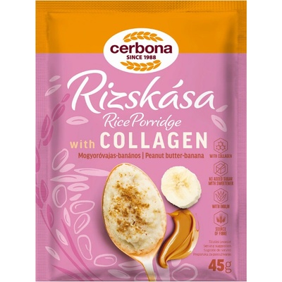 Cerbona Kolagénová ryžová kaša s arašidovým maslom a banánom- bez pridaného cukru, so sladidlami 45 g