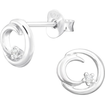 Image 1 of Bijutanki Сребърни Обеци - Кръг с Луна и Камък