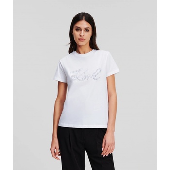 Karl lagerfeld RHINESTONE LOGO T-SHIRT biela