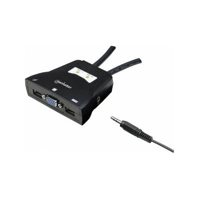 Manhattan Мини суич KVM 2 порта, USB, Audio, черен, Manhattan