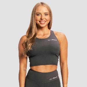 GymBeam Дамски спортен топ BEAT Charcoal S