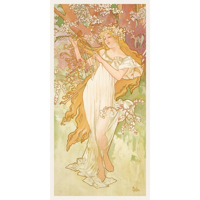 Plagát, Obraz - The Seasons: Spring (1896), Alfons Mucha, 20 × 40 cm