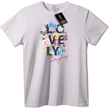 NOONEBRAND Тениска Lovely Ежедневни Цветя - 2XL, White