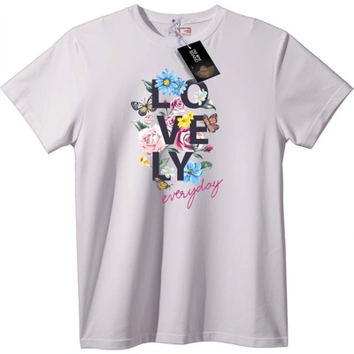 NOONEBRAND Тениска Lovely Ежедневни Цветя - 2XL, White