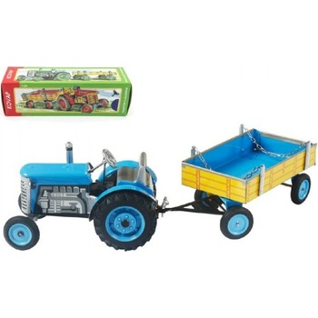 Kovap Traktor Zetor s valníkom modrý na kľúčik kov 28cm v krabičke