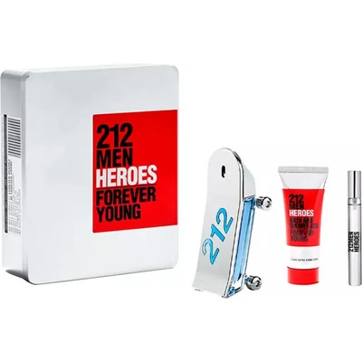 Carolina Herrera 212 Men Heroes Подаръчен комплект, Тоалетна вода 90ml + душ гел 100ml + Тоалетна вода 10ml, мъже