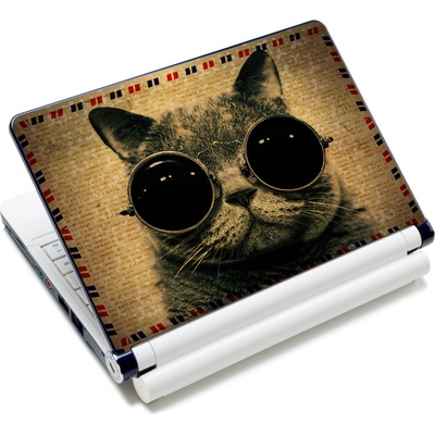 Samolepka, skin Huado pre notebook 12"-15,6" Mačka s okuliarmi