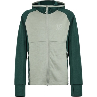 Stoic Детско вълнено яке Stoic Kid's Merino260 StadjanSt. Jacket w. Hood Merino hoodie - Dark Pine Green / Sage Grey - размер 104 (EU) (703-2795-1011)