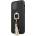 GUESS Saffiano Hard Case With Ring Stand - дизайнерски кожен кейс с пръстен против изпускане за iPhone 12 Pro Max (черен)