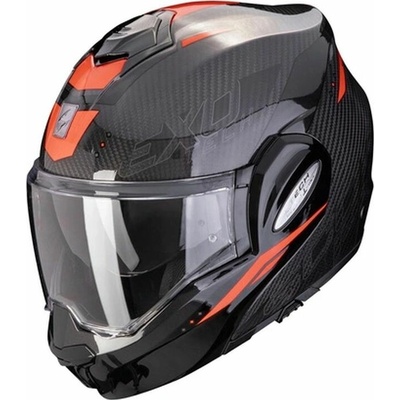 SCORPION helma výklopná (čelist dozadu) EXO-TECH CARBON ROVER BK-RED barva černá/červená velikost XL