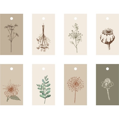 Ib Laursen Papírový štítek Flower Designs – set 8 ks, multi barva, papír – Zboží Živě