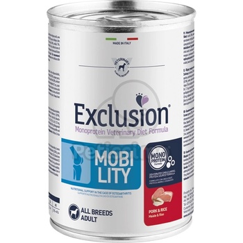 Exclusion Monoprotein Vet Diet Mobility All Breeds консерва за кучета - свинско, ориз 400 г