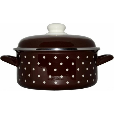 Metalac Kastrol hnědý puntík mělký kastrol Standard s poklicí 20 cm 2,75 l