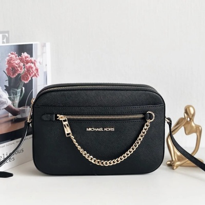 Michael Kors kabelka přes rameno z pravé kůže černá
