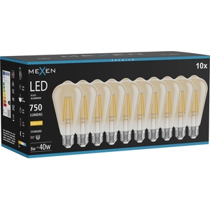 Mexen Vintis 10x LED нажежаема жичка E27, ST64, 8W, Топла - 2700K, 750 lm, кехлибар (L152-E27-0827-50x10)