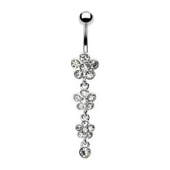 Šperky4U visací piercing do pupíku kytičky WP01057-C